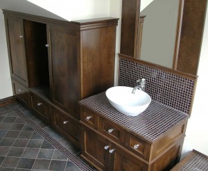Cupboard, vanity, mosaic tile